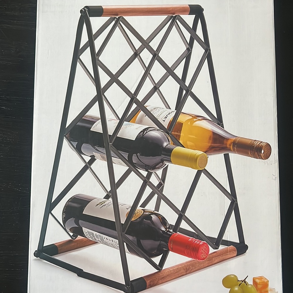 The Cellar Wine Rack Wood And Steel 9.25”x12.2”